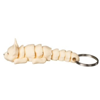 Kremowy kot domowy brelok druk 3D z kółkiem